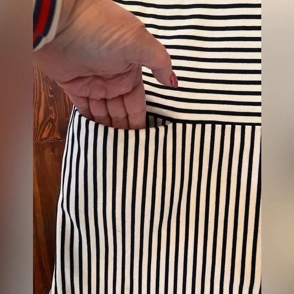 MADEWELL Dockside Dress Navy White Stripe Preppy Coastal Cotton XS - Picture 5 of 6